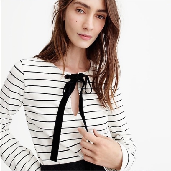 J. Crew Tops - J. Crew Velvet Tie-Front Stripe Top, NWT